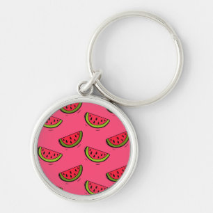 Summer Watermelon on Pink Pattern Keychain