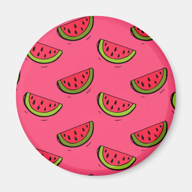 Summer Watermelon on Pink Pattern Magnet (Front)