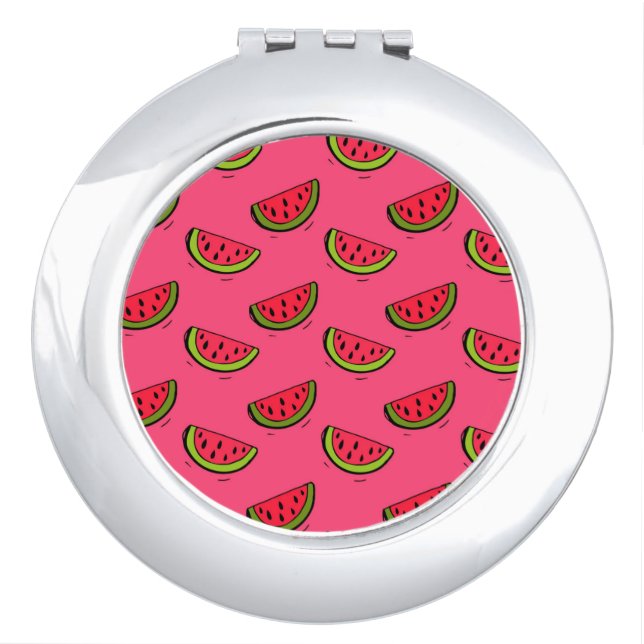Summer Watermelon on Pink Pattern Makeup Mirror (Front)