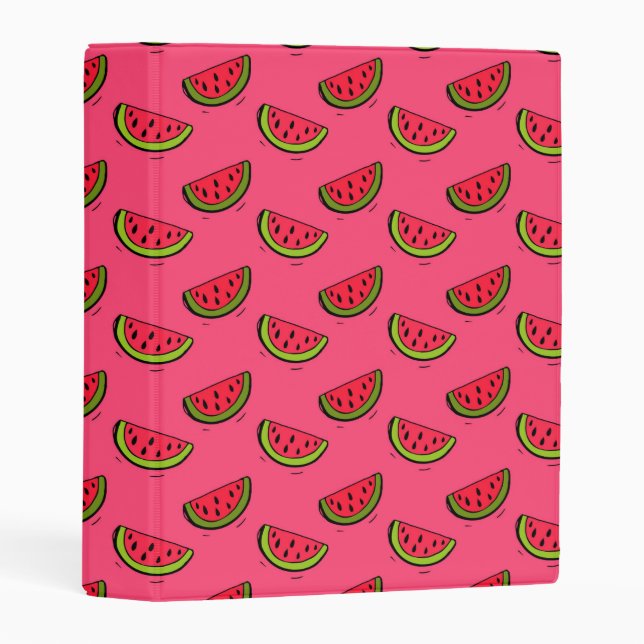 Summer Watermelon on Pink Pattern Mini Binder (Front/Spine)