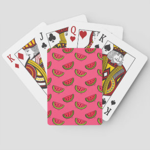 Summer Watermelon on Pink Pattern Poker Cards