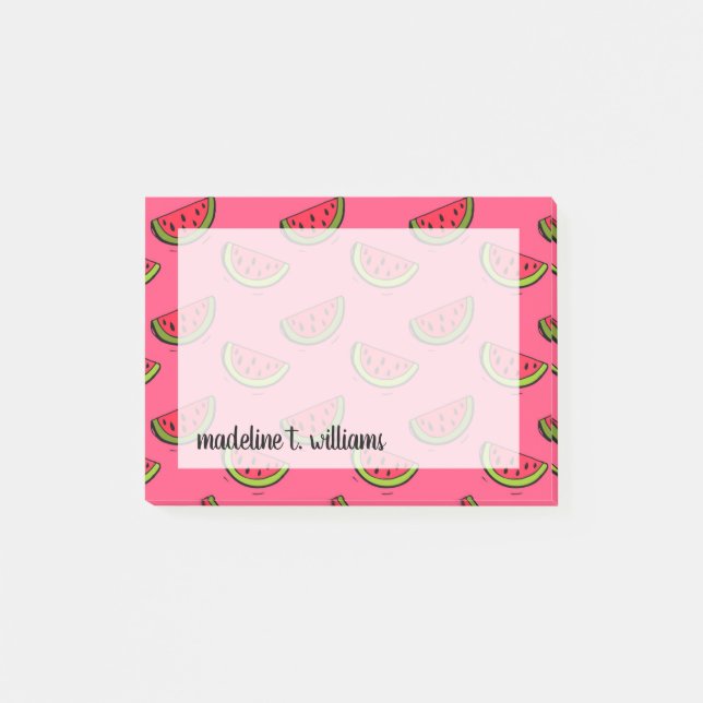 Summer Watermelon on Pink Pattern Post-it Notes (Front)