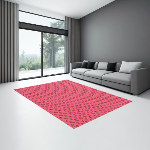 Summer Watermelon on Pink Pattern Rug