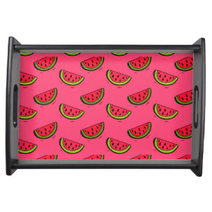 Summer Watermelon on Pink Pattern Serving Tray