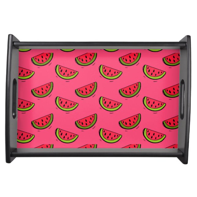 Summer Watermelon on Pink Pattern Serving Tray (Front)
