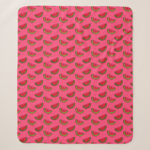 Summer Watermelon on Pink Pattern Sherpa Blanket