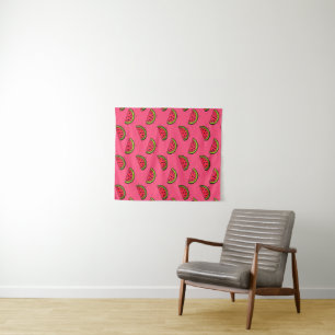 Summer Watermelon on Pink Pattern Tapestry