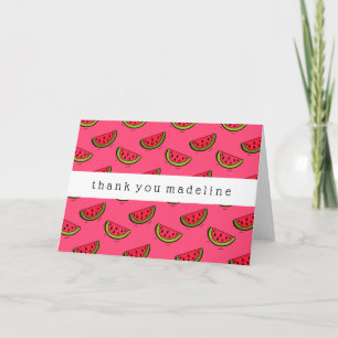 Summer Watermelon on Pink Pattern Thank You Card