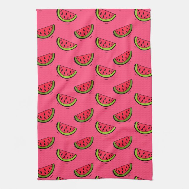 Summer Watermelon on Pink Pattern Towel (Vertical)