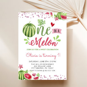 Summer Watermelon One In A Melon Birthday Invitation