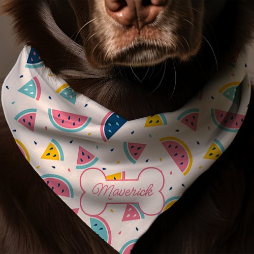 Summer Watermelon Pattern Personalized Dog Bandana