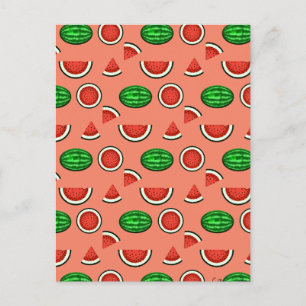 Summer Watermelon Pattern Postcard