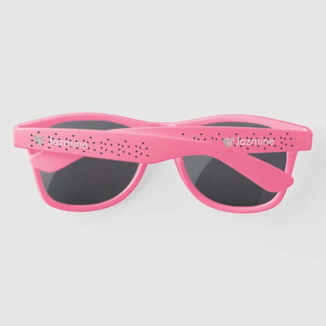 Summer  Watermelon Pink Monogrammed Tropical Name Sunglasses (Back)