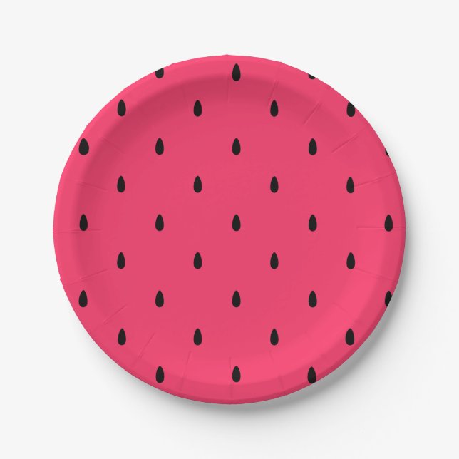 Summer Watermelon seed seamless pattern Paper Plates (Front)