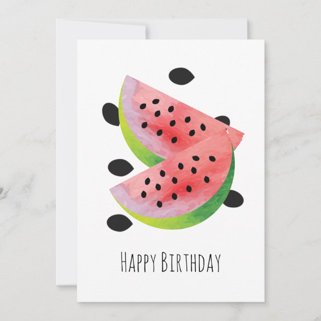 Summer Watermelon Seeds Pair Happy Birthday Card (Front)