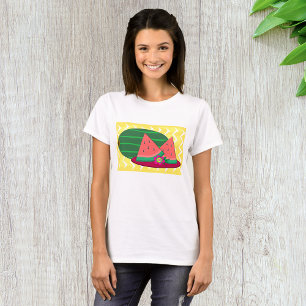 Summer Watermelon Slices and Tropical Flower T-Shirt