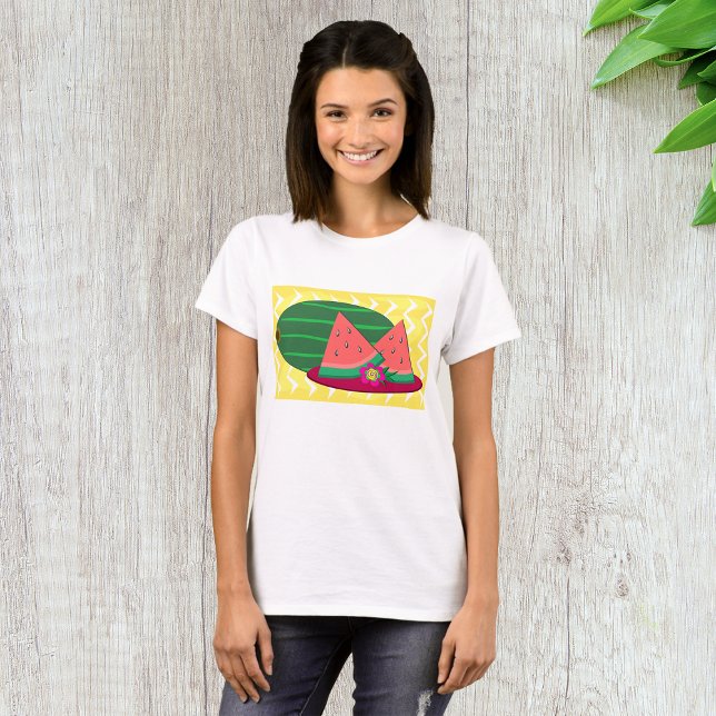 Summer Watermelon Slices and Tropical Flower T-Shirt (Creator Uploaded)