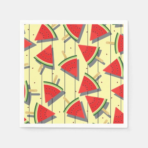 Summer Watermelon Slices Pattern Red and Green Napkins