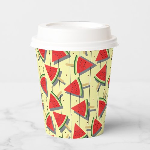 Summer Watermelon Slices Pattern Red and Green Paper Cups