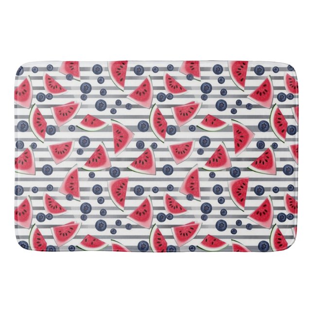 Summer Watermelon Stripes Bath Mat (Front)