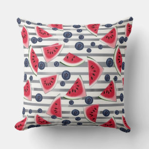Summer Watermelon Stripes Throw Pillow