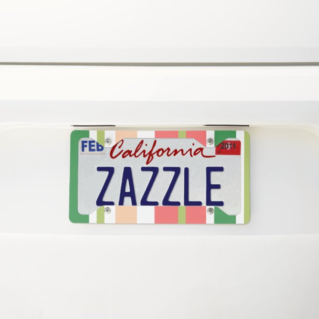 Summer Watermelon Stripes Vertical Lines License Plate Frame (On Car)