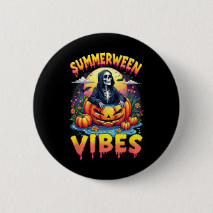 Summer Watermelon Summerween Vibes Skeleton Jack-o Button
