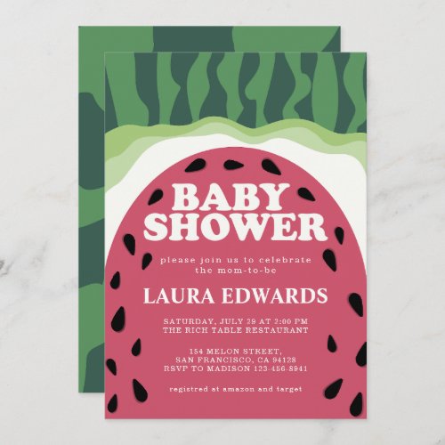 Summer Watermelon Sweet Melon Baby Shower Invitation