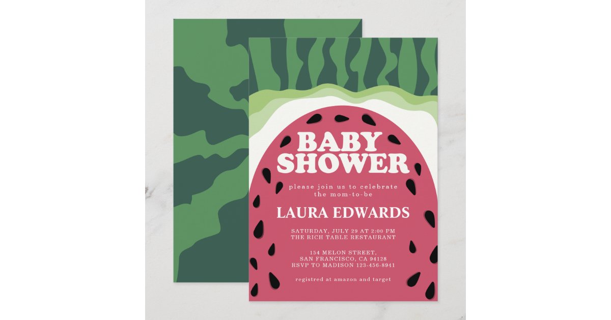 Summer Watermelon Sweet Melon Baby Shower Invitation Zazzle