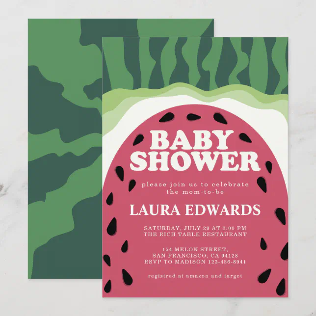 Summer Watermelon Sweet Melon Baby Shower Invitation Zazzle