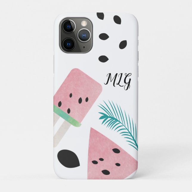 Summer Watermelon Tropical Leaf and Seeds Case-Mate iPhone Case (Back)