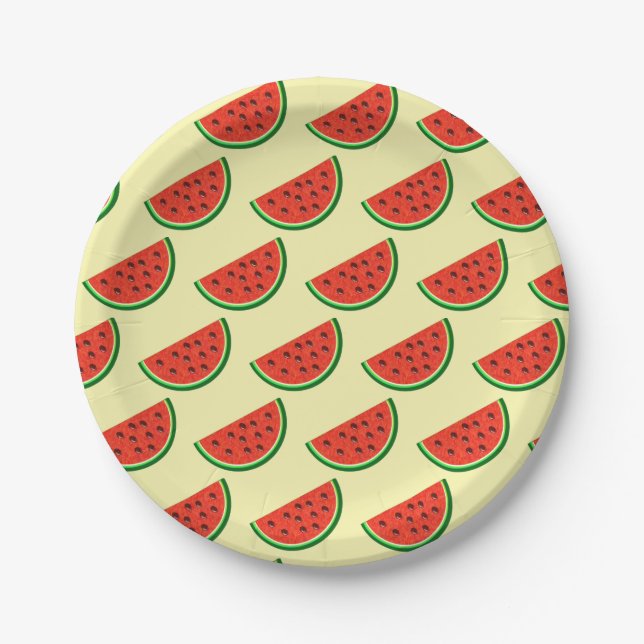 Summer Watermelon Yellow Gift Wrapping Paper Plates (Front)