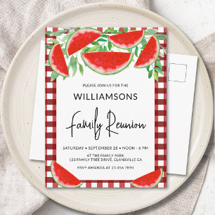 Summer Watermelons Family Reunion Invitation Postcard