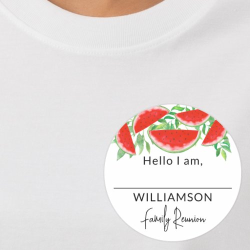 Summer Watermelons Family Reunion Name Classic Round Sticker