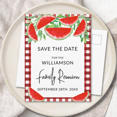 Summer Watermelons Family Reunion Save The Date Invitation Postcard