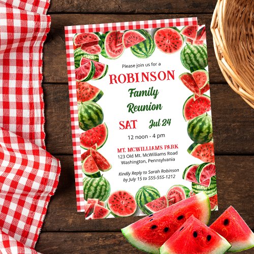 Summer Watermelons Frame  Checks Family Reunion Invitation