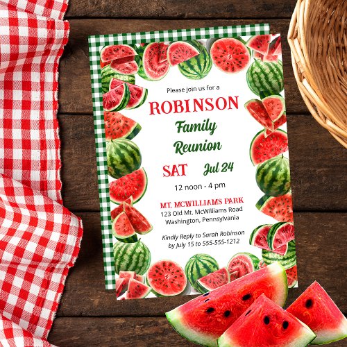 Summer Watermelons Frame  Checks Family Reunion Invitation