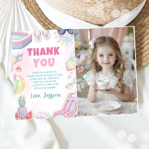 Summer Waterslide Girl Birthday Party Photo Thank You Card