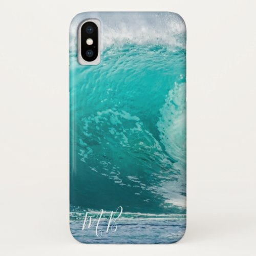 Summer Wave Blue  Seaside Monogram iPhone X Case