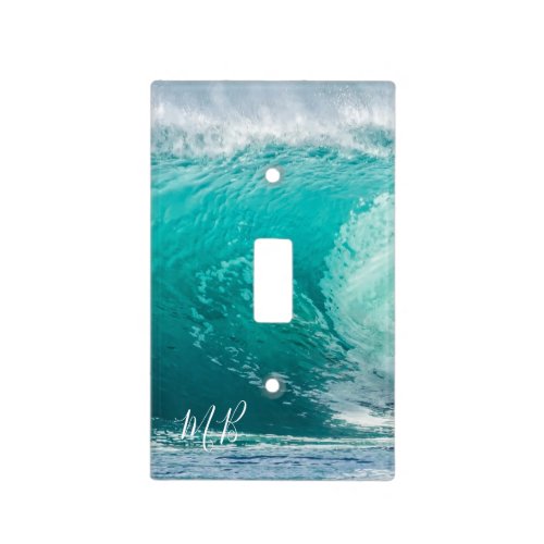 Summer Wave Blue Seaside Monogram Light Switch Cover