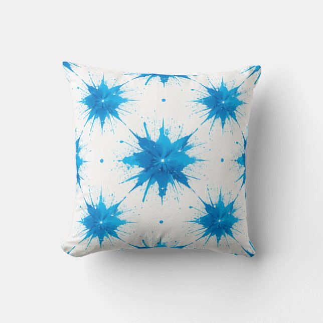 Summer Waves Geometric Splash Throw Pillow (Front)
