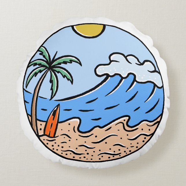Summer Waves Round Pillow (Front)