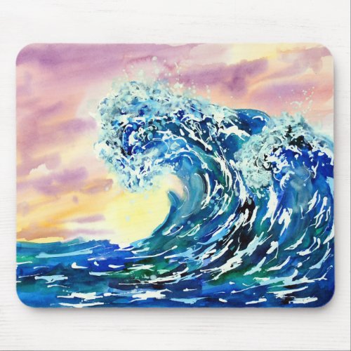 Summer Waves Sunset Mouse Pad