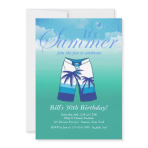 Summer Wear Masculine Birthday Party Invitation