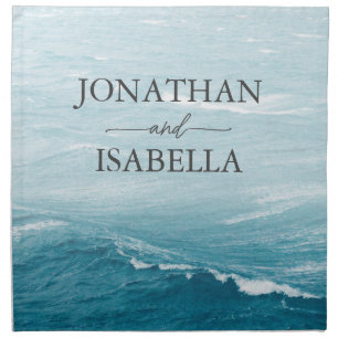 Summer wedding by the blue wavy sea ombre ocean cloth napkin