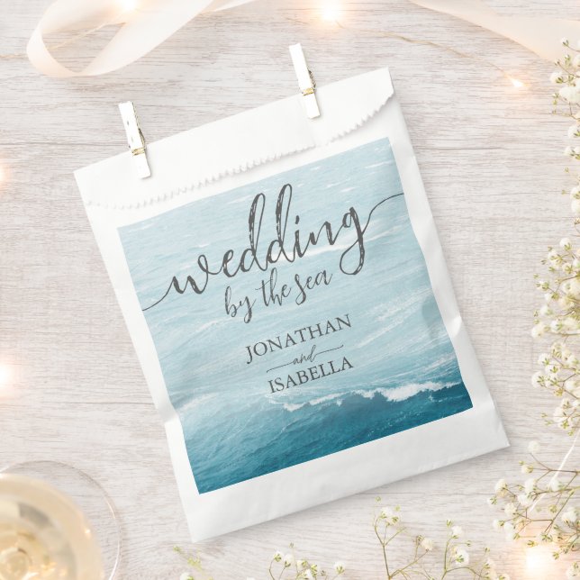 Summer wedding by the blue wavy sea ombre ocean favor bag (Clipped)