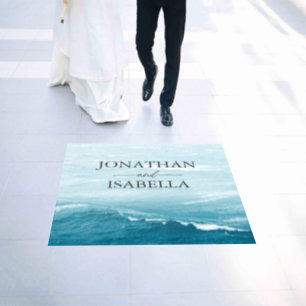 Summer wedding by the blue wavy sea ombre ocean floor decals