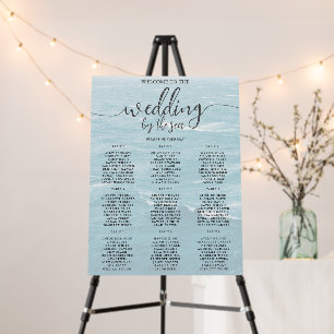 Summer wedding by the blue wavy sea ombre ocean foam board