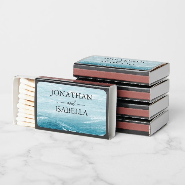 Summer wedding by the blue wavy sea ombre ocean matchboxes (Stacked)