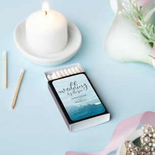 Summer wedding by the blue wavy sea ombre ocean matchboxes